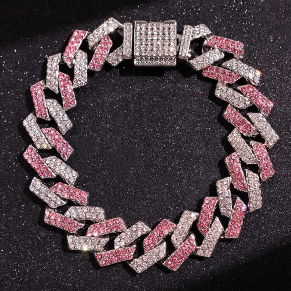 8” sparkling Pink and Silver & Blue & Silver Women's Bracelet New